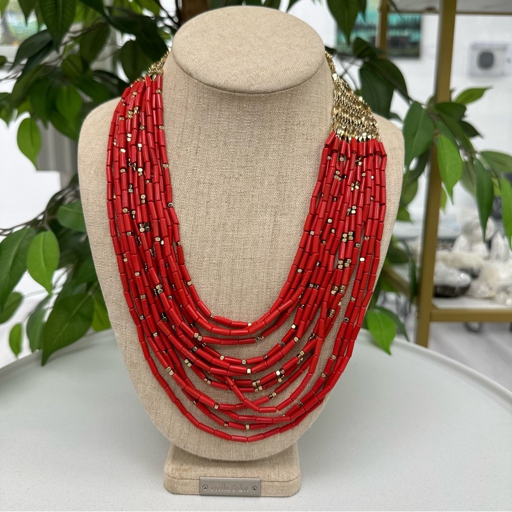 Stella & Dot Coral Bib Necklace